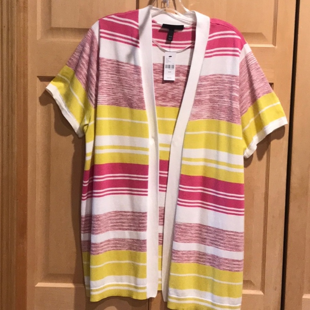 New Lane Bryant Pink and Yellow Striped Cardigan
